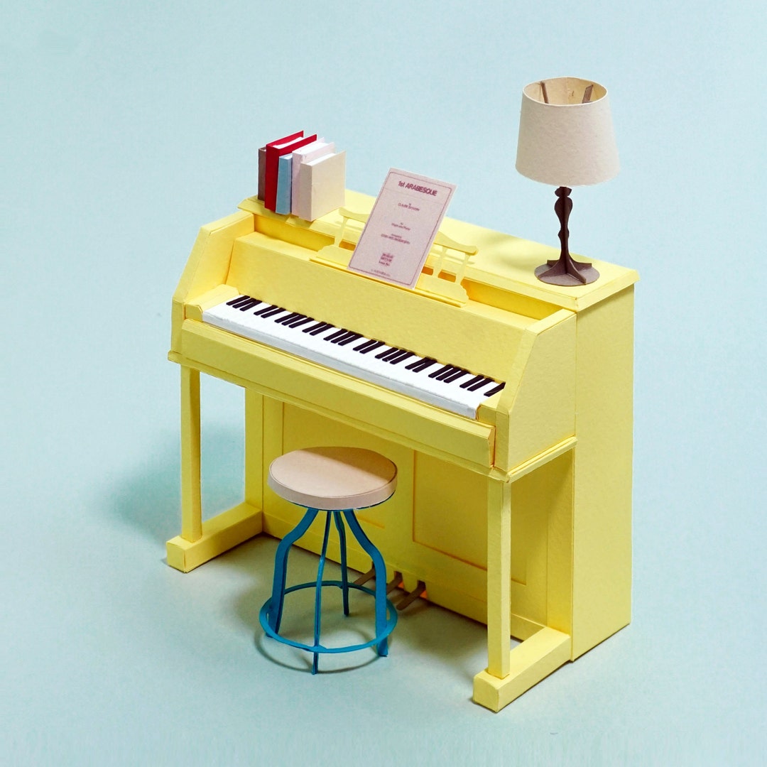 Paper Piano Set Template, Including Lamp Books and Chair Template, PDF