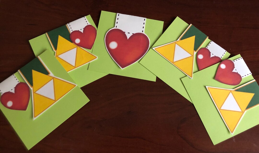 Zelda Cardstock Bookmark 2 Pack Triforce and Heart variations Etsy