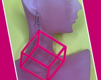 Neon Cubes - Dangle Earrings
