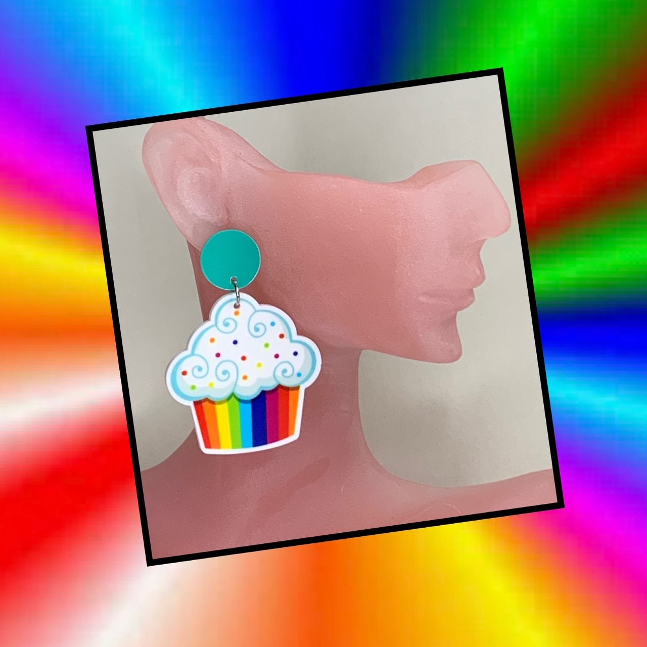 Rainbow Cupcake - Dangle Earrings