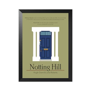 NOTTING HILL. Londra. Poster film minimal/minimalista. File pronto per stampa su carta, tela, etc. Locandina Download istantaneo A4/A3/A2