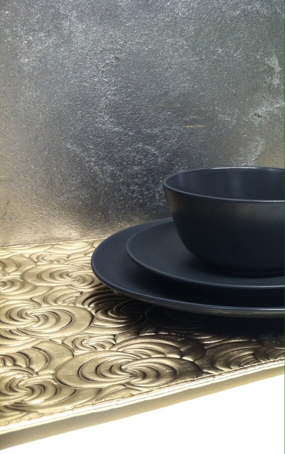 Gold Metallic Placemat Luxury Genuine Italian Textured Leather Etsy