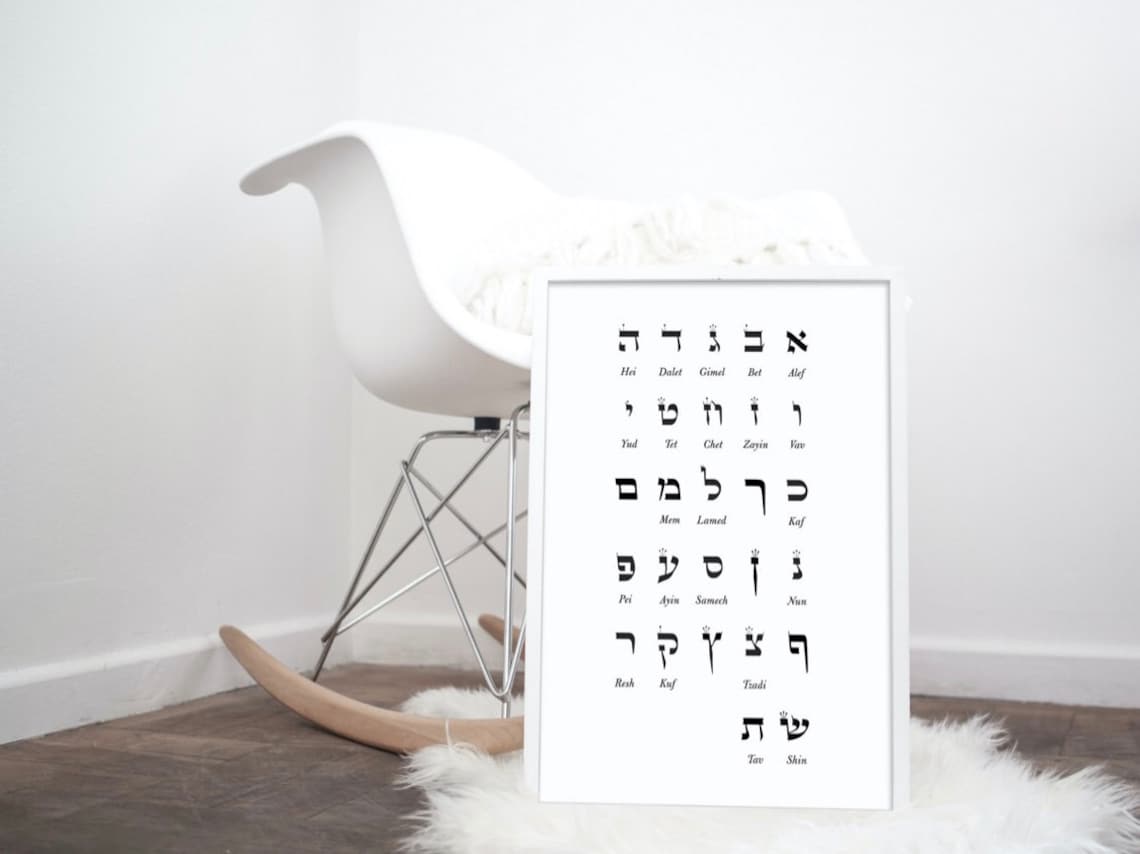Ashurit Script Hebrew Alphabet Letters Aleph-bet Board Ashurit Font With English ...