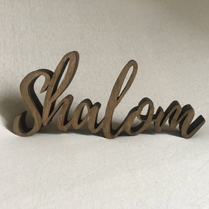 Shalom Hebreo Madera Palabra Inspiración Signo Paz Mesa Auto Pie Estante Decoración 3D