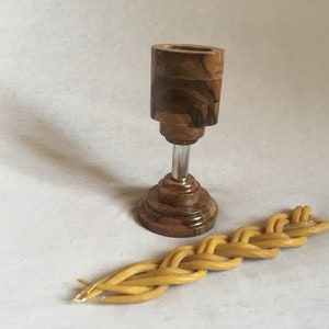 Havdalah Kerzenhalter Naturholz Metallic Shabbat Kerzenständer Walnussbaum Zeitgenössische Moderne Handgefertigte Kerze gratis