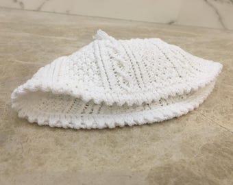 Breslov Slyle Kippah Sruga witte gehaakte handgebreide Rabbi Nachman-katoenen garens gemaakt in Uman Rosj Hasjana