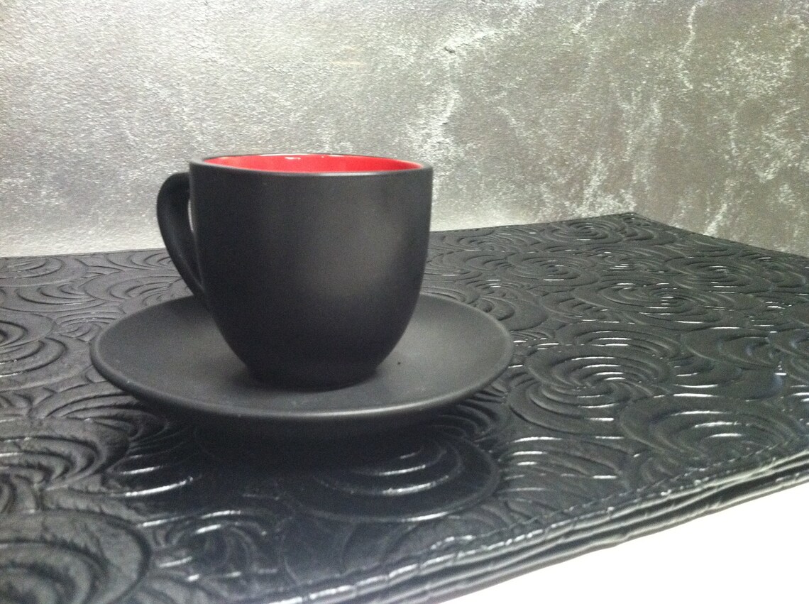 Black Embossed Placemats Luxury Genuine Italian Leather Etsy