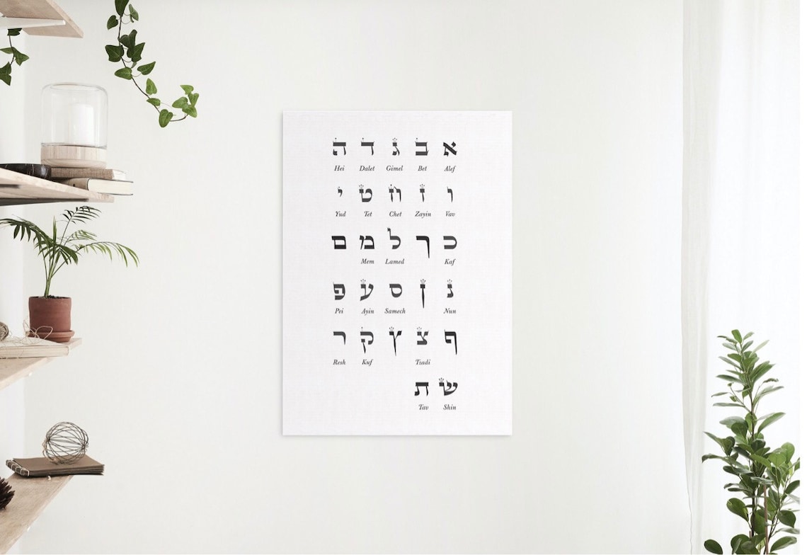 Ashurit Script Hebrew Alphabet Letters Aleph-bet Board Ashurit Font With English ...