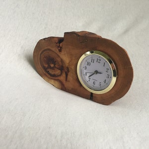 Desc Clock and Slice Wood Candle Holder for 2 Tealight Reclaimed Apricot Tree Slab Log Varnished Hand Crafted Rustic Natural Farmhouse image 2