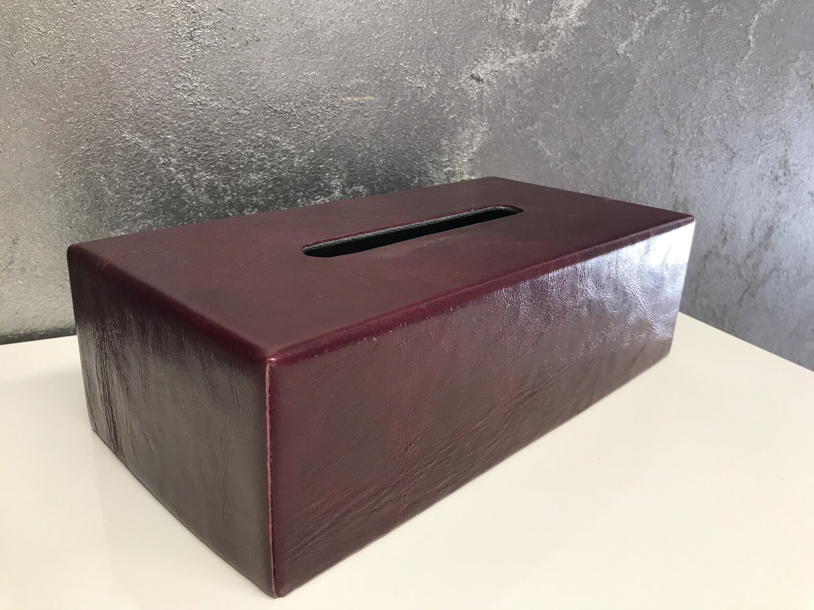 Burgundy Tissue Holder Calf Italian Leather Rectangular Etsy