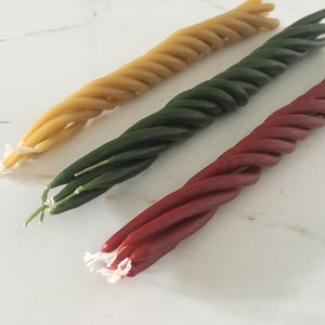 Havdalah Candle Pure Beeswax Color Twisted Braided Candle Jewish Kosher Ritual Candle 8 Inches 6 Cotton Wicks BUY 2 - GET 1 For FREE