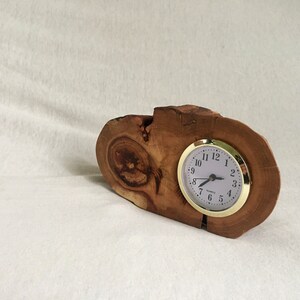 Desc Clock and Slice Wood Candle Holder for 2 Tealight Reclaimed Apricot Tree Slab Log Varnished Hand Crafted Rustic Natural Farmhouse image 4