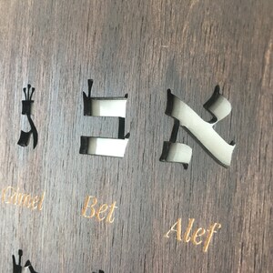 Ashurit Script Hebrew Alphabet Cutout Letters Aleph-bet Board With English ...