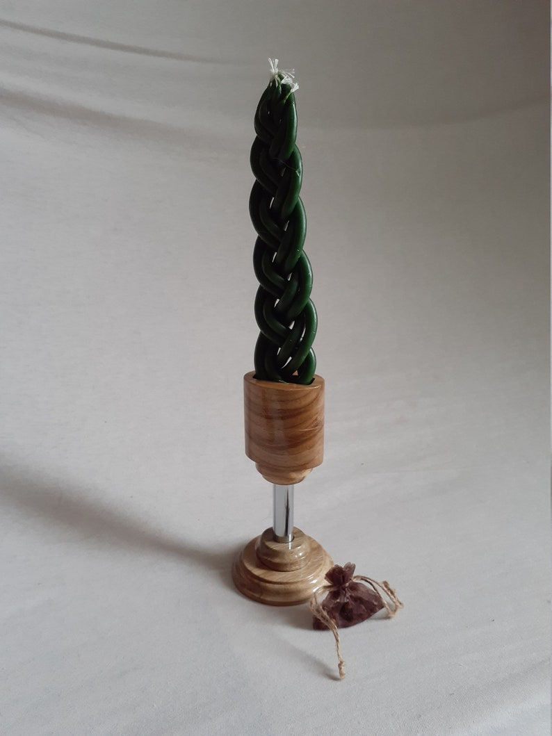 Havdalah Candle Pure Beeswax Green Braided Candle Jewish Etsy