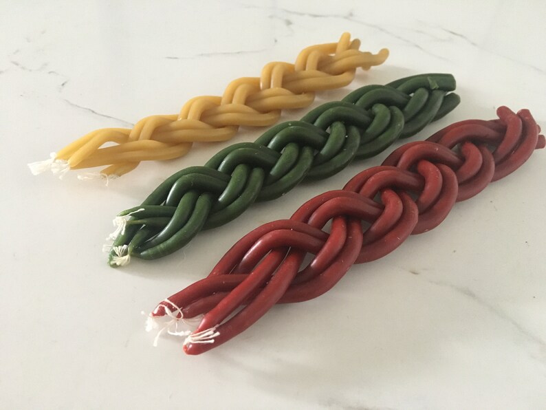 Havdalah Candle Pure Beeswax Green Braided Candle Jewish Etsy