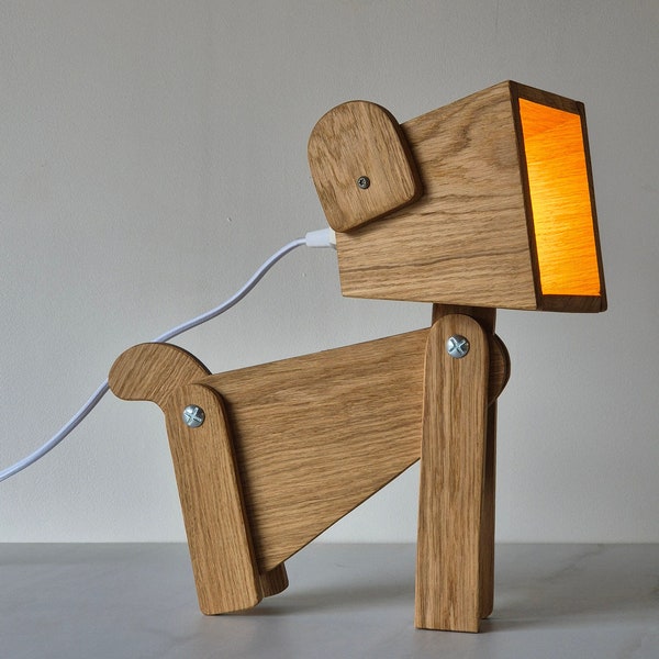Articulated Ourson lamp in solid French oak