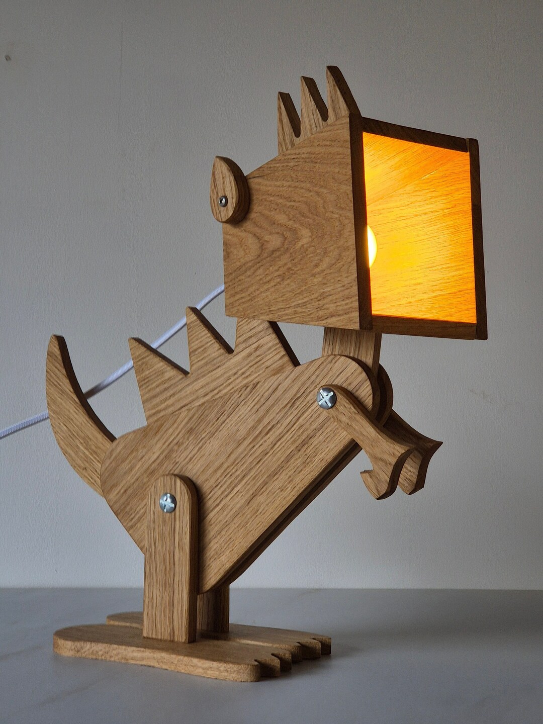 Articulated Dinosaur Lamp in Solid Oak French - Etsy Australia