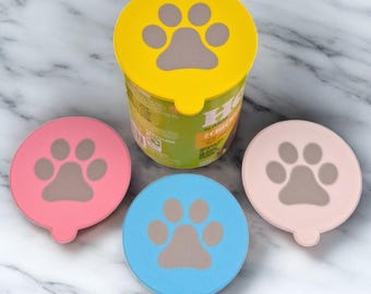 Paw Design Tin Lids For Dog Food - 3 Pack of Paw Shaped Lids For 7.5cm Tin/Can