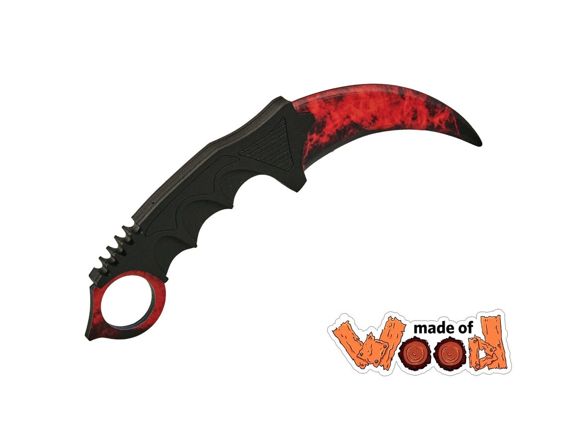 Wooden knife Karambit CSGO Waves ruby 13197 MASKBRO Etsy