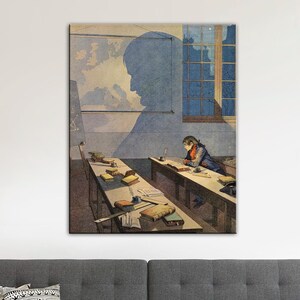 Junger Napoleon Bonaparte beim Studium in Brienne Leinwanddruck, Napoleon Kunst, Napoleon Buchillustration, veröffentlicht in Bonaparte 1908 Wanddekor