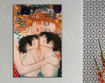 Mother and Twins Canvas Print: Family Wall Art