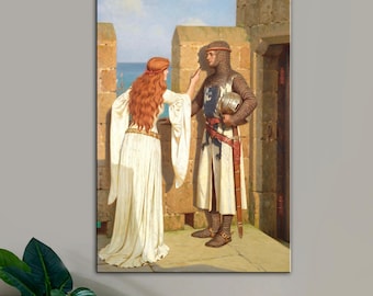 Lienzo impreso de Edmund Blair Leighton: Arte mural de caballero medieval