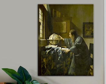 Vermeer's Astronomer Canvas Print: The Astronomer Vintage Art Reproduction