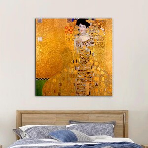 Klimt Adele Bloch-Bauer Canvastavla: Art Nouveau gyllene väggdekoration