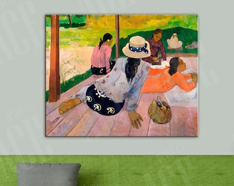 Paul Gauguin Reproduction Print, The Midday Nap Canvas, Gauguin Vintage Art