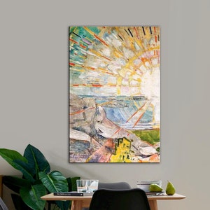 The Sun Painting Print, Edvard Munch Reproduction Print, The Sun by Edvard Munch Wall Decor, watercolor sun canvas, rays of sunshine print