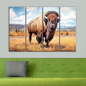 American Buffalo Canvas Print, Bison Painting Print, Buffalo Home and Office Art Print, Bisons Wall Art