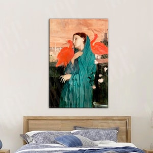 Edgar Degas Jeune femme avec Ibis Reproduction Print, Vintage Young Woman with Ibis art decor canvas