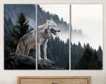 Wolf Forest Canvas Print: Foggy Fantasy Wall Art