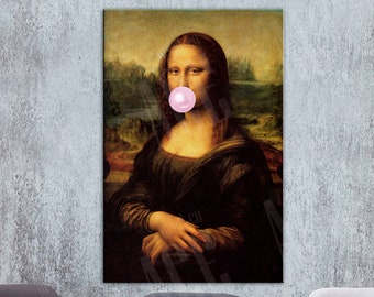 The Mona Lisa Bubble gum Canvas, Mona Lisa Wall Art