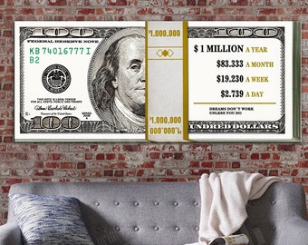 Money Motivation Canvas Print: Office Decor, Dollars Art