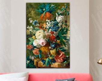 Jan van Huysum: Vintage Floral Still Life Reproduction Canvas Print