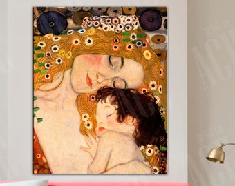 The Mother and Child Canvas, Gustav Klimt Reproduction Print