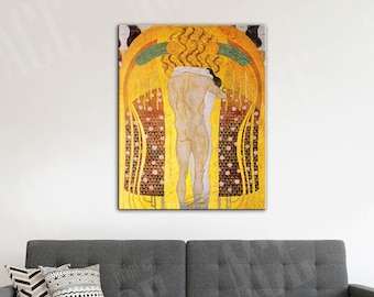 Canvasafdruk The Kiss van Gustav Klimt: vintage kunstreproductie