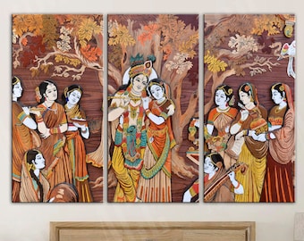 Vintage Krishna Canvas Print: Indian Wall Art