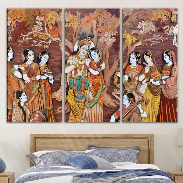 Indian Canvas Print, Vintage Krishna Wall Art, Vintage Art