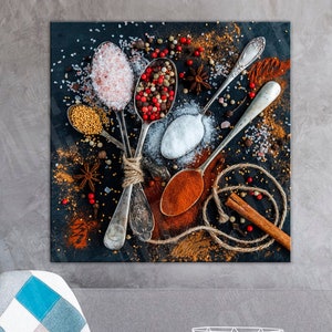 Spoon Herbs and Spices Kitchen Canvas Print, Gift for Mom