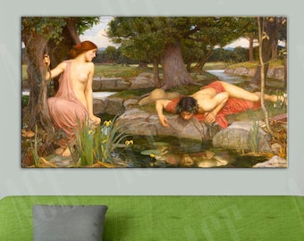 Echo and Narcissus Canvas Print: John William Waterhouse Wall Art