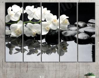 Weiße Orchidee Leinwand, Spa Print Decor