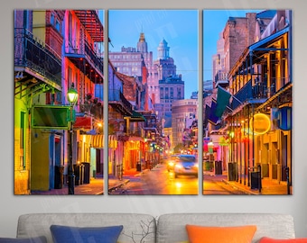 New Orleans Street Scene Canvas Wall Art: Evening Street Print