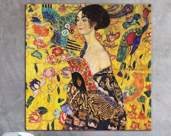 Gustav Klimt Canvas, Lady with Fan Print Reproduction