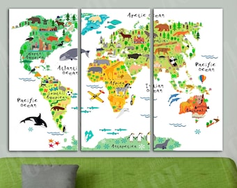 World Map Canvas Print: Kid's Room Decor