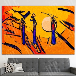 African wall art, African canvas, Abstract African art