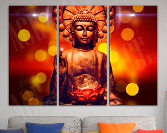 Colorful Buddha Canvas Print: Modern Spiritual Wall Art