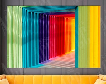 3D illusion Canvas, Color Abstraction Wall Art, Modern Print, Pop Art