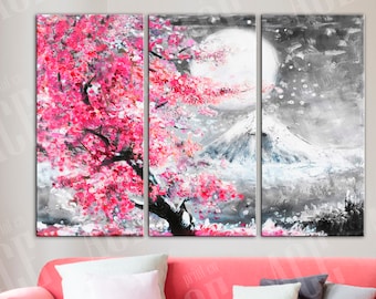 Sakura Canvas Wall Art: Cherry Blossom Print, Japan Decor